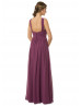 A-line Thin Straps Purple Chiffon Pleated Bridesmaid Dress
